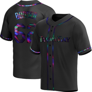 Men's Tampa Bay Rays Cam Booser Black Holographic Alternate Jersey - Replica