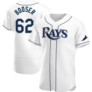 Men's Tampa Bay Rays Cam Booser White Home Jersey - Authentic