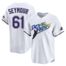 Men's Tampa Bay Rays Ian Seymour White Throwback Cooperstown Jersey - Limited
