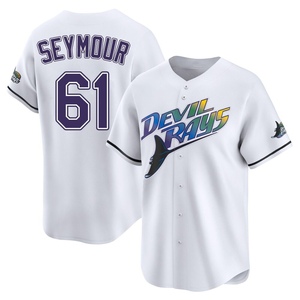 Men's Tampa Bay Rays Ian Seymour White Throwback Cooperstown Jersey - Limited
