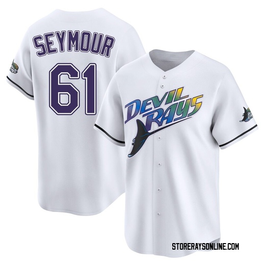 Men's Tampa Bay Rays Ian Seymour White Throwback Cooperstown Jersey - Limited