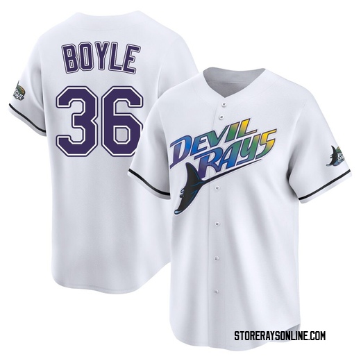 Men's Tampa Bay Rays Joe Boyle White Throwback Cooperstown Jersey - Limited