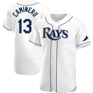 Men's Tampa Bay Rays Junior Caminero White Home Jersey - Authentic