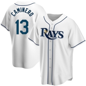 Men's Tampa Bay Rays Junior Caminero White Home Jersey - Replica