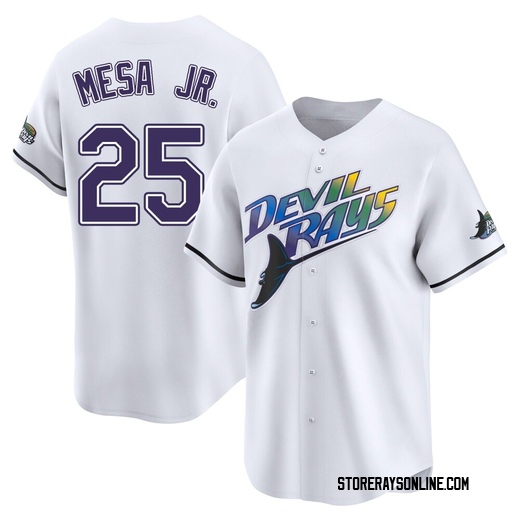 Men's Tampa Bay Rays Victor Mesa Jr. White Throwback Cooperstown Jersey - Limited