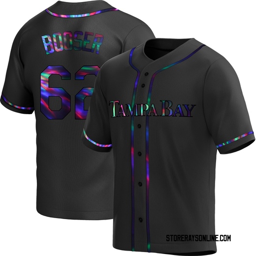 Youth Tampa Bay Rays Cam Booser Black Holographic Alternate Jersey - Replica