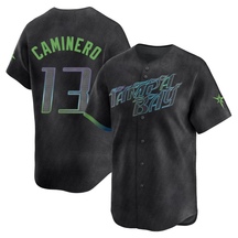 Youth Tampa Bay Rays Junior Caminero Charcoal 2024 City Connect Jersey - Limited
