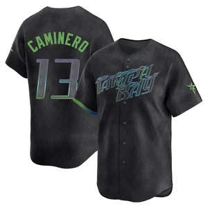 Youth Tampa Bay Rays Junior Caminero Charcoal 2024 City Connect Jersey - Limited